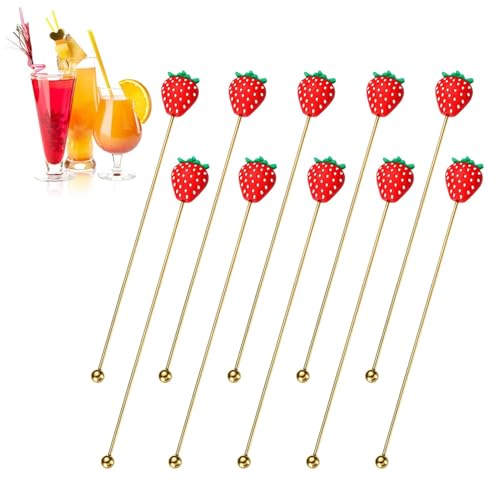 Samuliy Agitador de cóctel, mezcladores de fresas para cócteles, varillas de acero inoxidable para café, agitadores de café reutilizables de metal