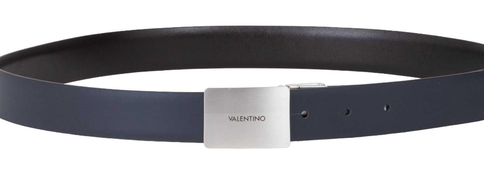 Valentino Cuir ceinture Litech Plaque Buckle Belt W105 Nero/Blu noir bleu marine raccourcissable réversible