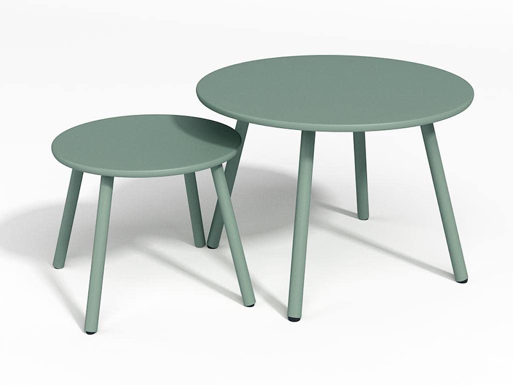 Salon De Jardin En Métal - 2 Fauteuils Bas Empilables Et Une Table D Jaune Moutarde Mirmande De Mylia 81988150