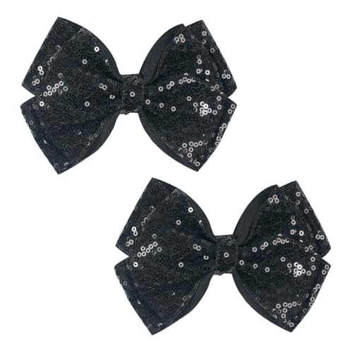 6-Inch Double Layer Sequin Bow Hair Clips for Girls –