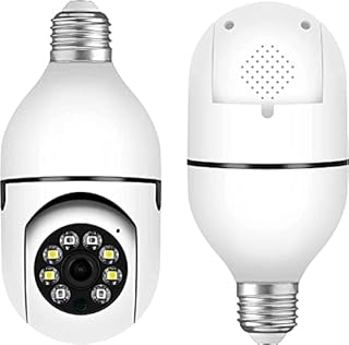 Light Bulb Camera WiFi Outdoor, 1080P Smart Light Bulb Camera Security Camera, Wireless Bulb Camera 360 Degree WiFi Outdoor Indoor Panoramic Camera (1PC-White)