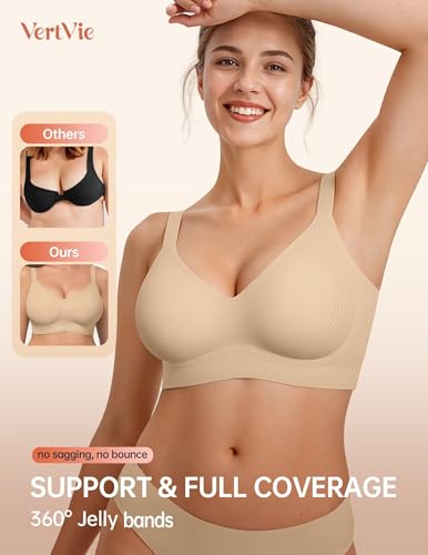 Vertvie Bras for Women No Underwire Wireless Push Up Seamless Full Coverage Comfort Sports Everyday Bra Regular & Plus Size2