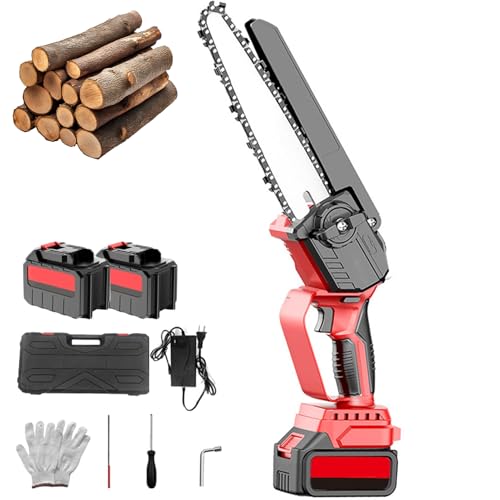 Mini Motosierra Inalámbrica, Motosierra Pequeña De Mano De 8 Pulgadas Con Batería De 2 * 4500 Mah, Cargador Y Engrasador, Sierras De Jardín De Mano Pequeñas, Motosierra Portátil Sin Escobil 2*4500mAh