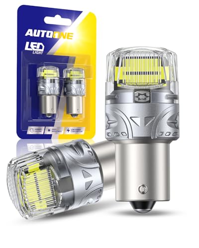 Image of AUTOONE Upgraded 1156 LED Bulb White, 500% Super Bright, 7506 BA15S P21W LED Replacement with Projector for Backup Reverse Tail Brake DRL Signal Parking Lights, Pack of 2