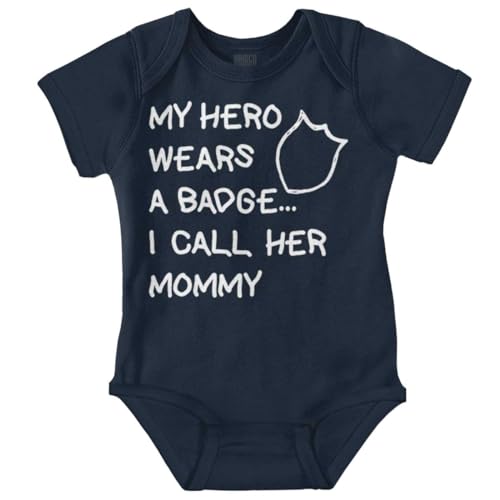 Image of Brisco Brands My Hero Wears Badge I Call Her Mommy Baby Romper Boys or Girls