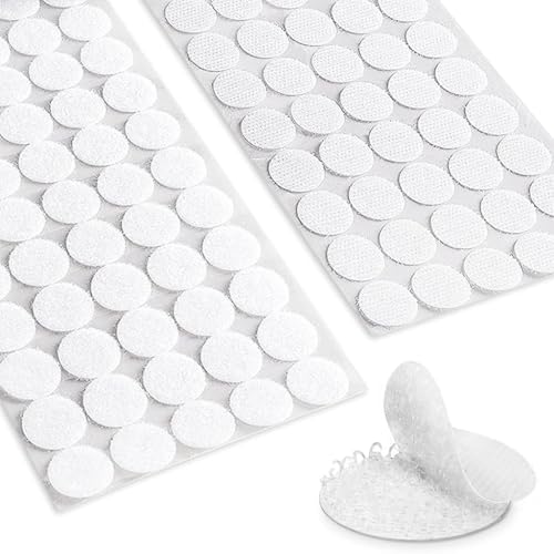 Image of Zibuyu 100 Sets of 2 cm White Round Self-Adhesive Hook and Loop Dots