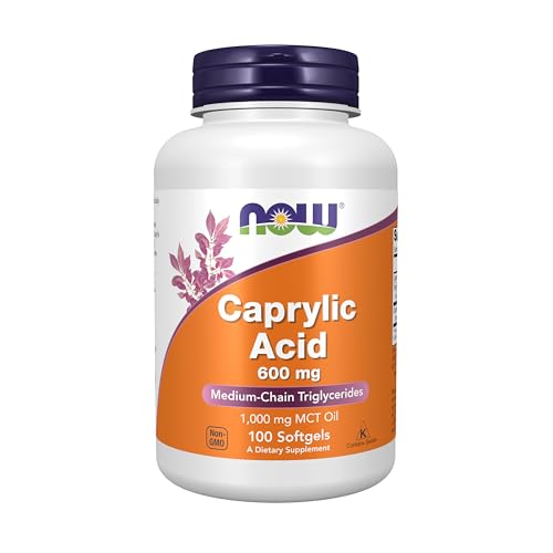 NOW Foods Supplements Caprylic Acid 600 mg MCT (Medium-Chain Triglycerides) 100 Softgels