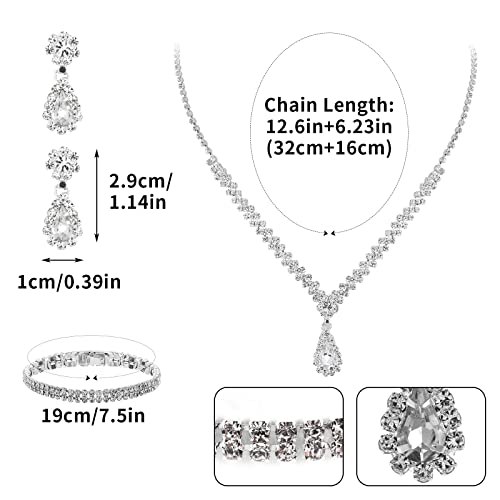 Conjunto de joyería nupcial Yolev con collar pulsera y pendientes de cristal 4