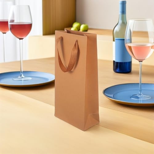 Bolsas para botellas ADOCARN de papel kraft marrón de alta resistencia con doble compartimento 5