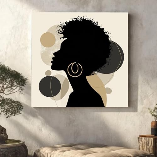 Tableau sur toile silhouette femme africaine 60x60cm pour grand salon
