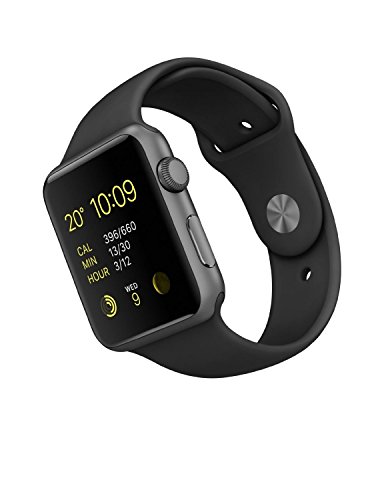 Preisvergleich Produktbild Apple Watch 1. Gen (Seires 7000) 42mm - Aluminiumgehäuse Space Grau Schwarz Sportarmband (Generalüberholt)