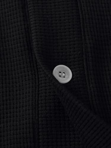 Latuza Men's Waffle Knit Pajamas Pants Set Button Up Long Sleeve Pj Set4