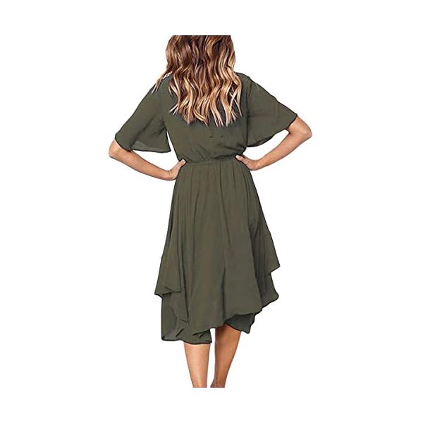 Alaster-Womens-Chiffon-Short-Sleeve-Casual-Midi-Dress-Irregular-Hem-Summer-Dress Alaster Queen Women's Chiffon Short Sleeve Casual Midi Dress Irregular Hem Summer Dress
