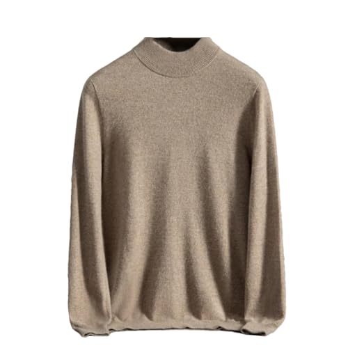 Men Autumn Winter Classic Half-High Collar Pullovers Lightweight Soft Warm Knitting Cashmere Sweater Brown Gray