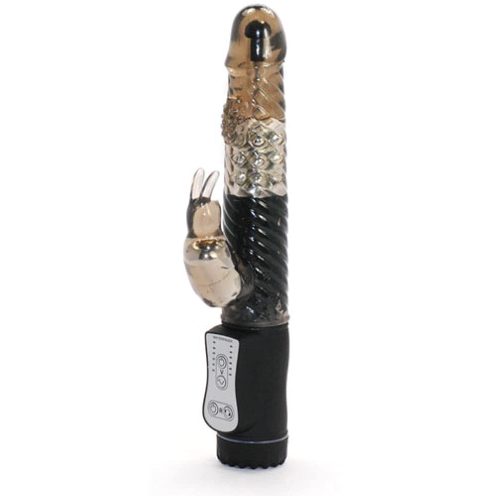 BeHorny Rabbit Vibrator Sex Toy, High Power, Multi-Function with 2 Motors, Black