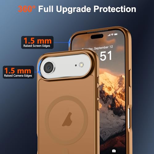 Image of SUPFINE Magnetic for iPhone Air Case (Compatible with MagSafe)(Military Grade Drop Protection) Slim Translucent Matte Shockproof with Anti-Fingerprint Phone Cover for 17 Air,Brown