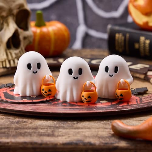 Signifyule 3pcs Halloween Decorations Indoor- Cute Ghost with Pumpkin Basket - Ghost for Halloween Decor Indoor Party Home Table