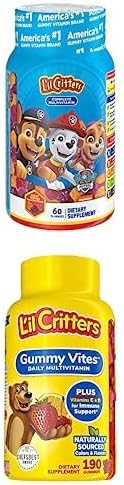 Paquete de gomitas multivitamínicas completas L'il Critters Paw Patrol, 60 unidades + Lil Critters Gummy Vites Daily Kids Multivitaminas con sabor a