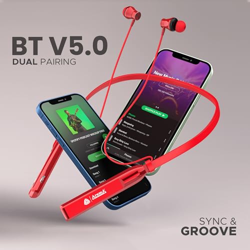 Image of AROMA NB119 Tune Upto 48 Hours Playtime*, Fast Charging, Dual Pairing, Bluetooth Neckband