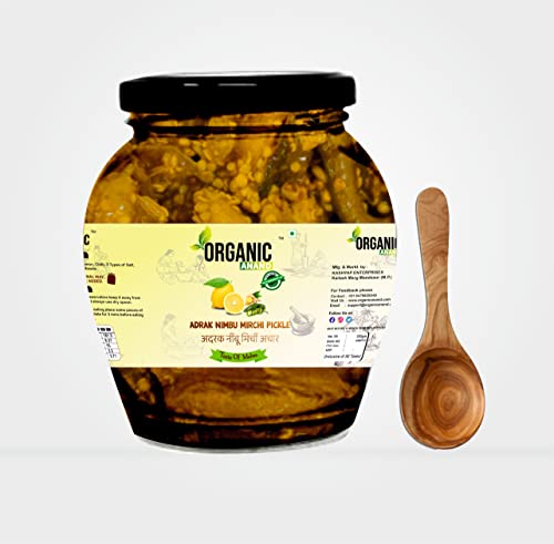 Image of Organic Anand Homemade Ginger Lemon Green Chilli Mix Pickles 350gram Khatta Mix Ghar ka Achaar Flavourful, Delicious, Traditional Taste