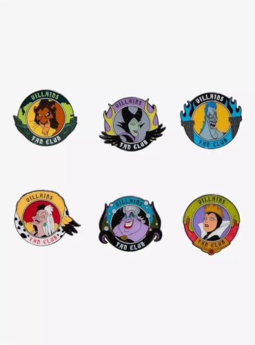 Loungefly Disney Villains: Fan Club Badge - Enamel Pin - 1 Of 6 To Collect - Disney Villains - Blind Box Spille Smaltate - Spilla da Collezione Carina - per gli Zaini & Borse - Idea Regalo