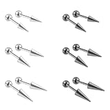 ZS 20G Spike Nose Rings Studs, 18G Stainless Steel Spike Stud Earrings, 16G Septum Lip Rings Cartilage Tragus Helix Piercing for Women Men (12pcs 18g ear studs)