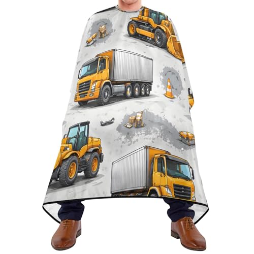 Capa de barbería impermeable para hombres con diseño de vehículos de construcción miniatura 1