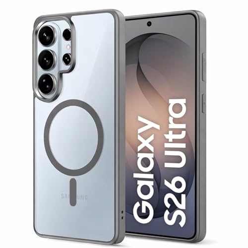 Image of DIZORO Compatible with Samsung S26 Ultra Case,Compatible with MagSafe, Non Yellow Military-Grade Drop Protection & Hard PC Back Cover Transparent Anti-Scratch Shockproof Phone Case (Titanium)