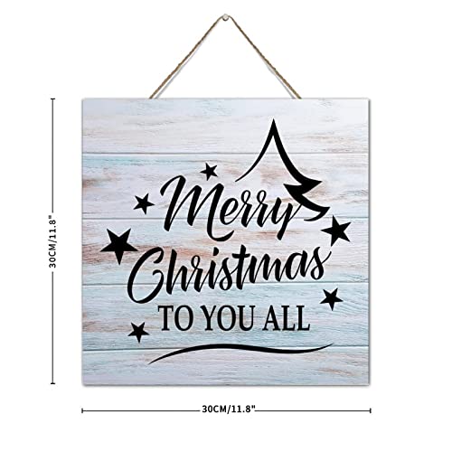 Panneau bois Merry Christmas suspendu déco rustique maison 30x30 cm - 4