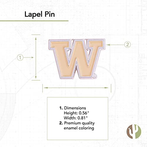 Image of Desert Cactus University of Washington Lapel Pin UW Huskies Made of Metal for Formal Wear, Bag and Hat Jewelry, and Tie Tack