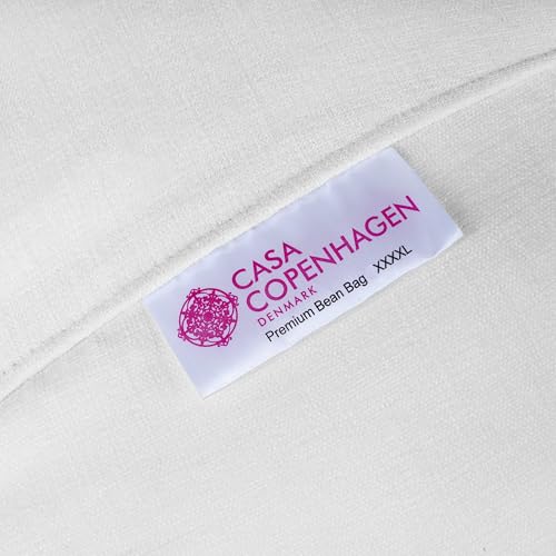 Image of Casa Copenhagen Premium Designer Fabric Bean Bag Chair, Filled with Beans | Capacity: Upto 7 Ft Height, 200 KG Weight | 4XL | White Coal