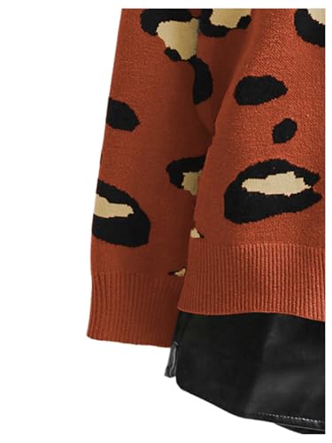 Image of WDIRARA Women's Leopard Tiger Print Cardigan V Neck Long Sleeve Color Block Button Down Sweater Outwear