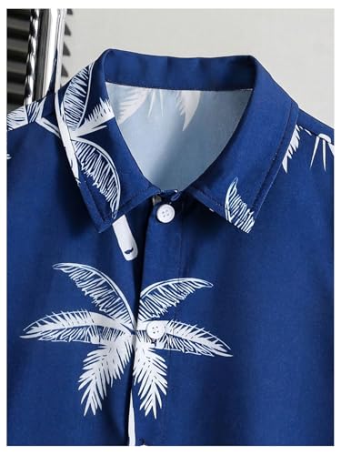 Image of Verdusa Boy's 2 Piece Outfits Summer Hawaiian Vacation Beach Button Down Shirt and Shorts Going Out Sets
