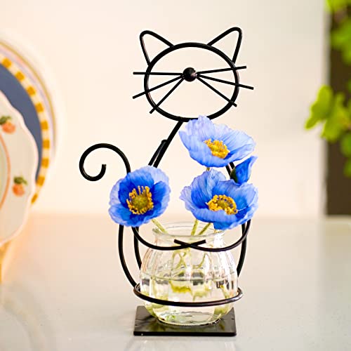 Joyathome Desktop Glass Planter Vase Holder, Metal Cat Plant Terrarium Stand For Plants Creative Decorations For Home Patio Lawn Garden #TOP4