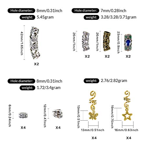 Braid Dreadlock Beads Dreadlocks Hair Jewerly Tube Beads Loose Beads for Crafts DIY Accessory Barrel Beads