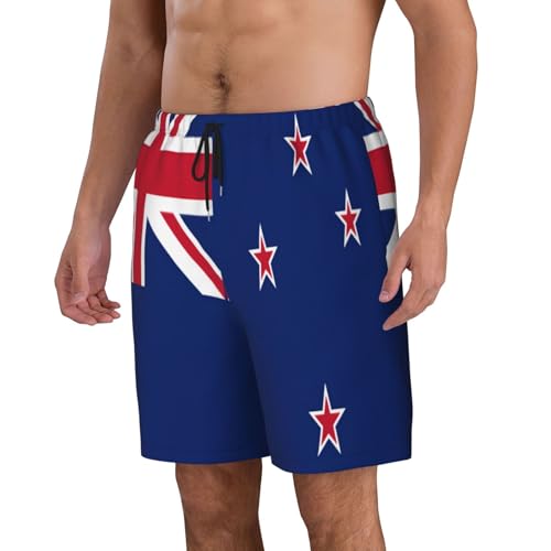 New Zealand Flag Men Beach Pants â€“ Swim Trunks for Men,Quick-Dry and Comfortable, Suitable for Beach, Surf, and Everyday Wear Black2