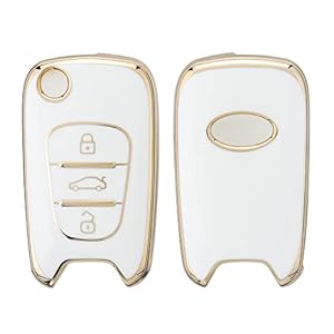 Kwmobile hoesje voor Hyundai 3-knops inklapbare autosleutel – Wit/Goud