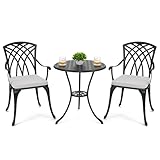 NUU GARDEN Bistro Set 3 Piece Outdoor Cast Aluminum Patio Bistro Set Patio Table...