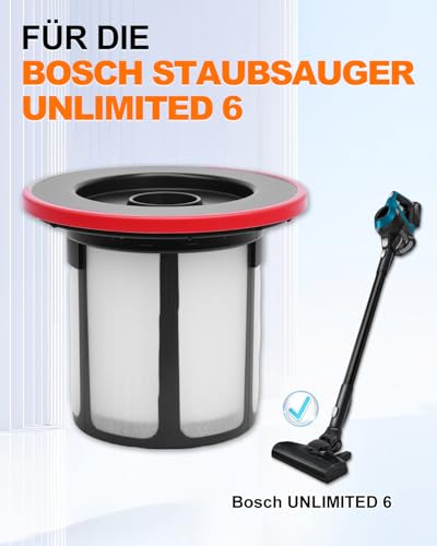WOKEEPOW 2 HEPA-Filter + 1 Reinigungsbürste für Bosch Unlimited 6 Staubsauger, Kompatibel mit Bosch Unlimited 6 Staubsauger Modelle: BCS611, BCS612, BBS611, BBS612, BSS61, BCS61, BKS611, BLS612 Serie