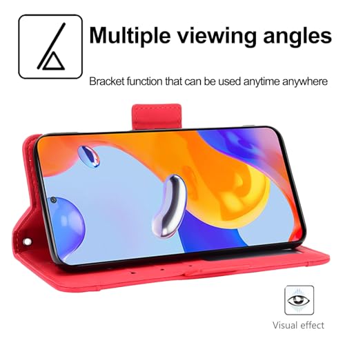 Asuwish Compatible with Xiaomi Redmi Note 11 Pro 4G/5G Wallet Case Tempered Glass Screen Protector Card Holder Stand Leather Flip Cell Accessories Phone Cover for Redme Note11 11E 11Pro Women Men Red - Image 4
