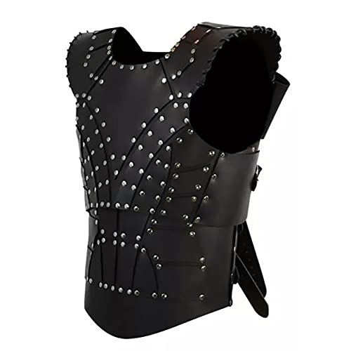 HLGQ Armure de Gilet de Cuir de Chevalier médiéval, Punk rétro Combat Knight Armure en Cuir Sombre, Halloween Cosplay Party Accessoires Noir Cover