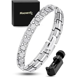 MagnetRX Women's Ultra Strength Magnetic Bracelet – Effective Titanium Magnetic Bracelets for Women – Adjustable Length with Sizing Tool for Perfect Fit (Silver)