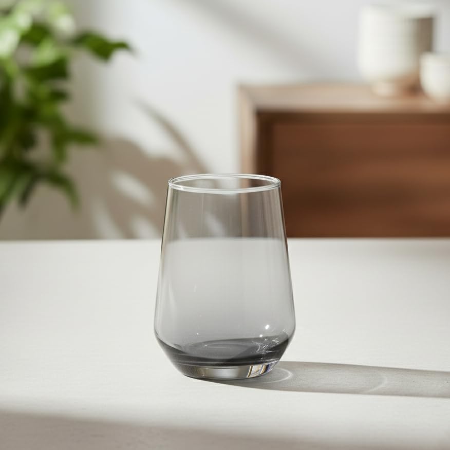 Image of BLACKCARROT Water Glasses Set of 6 | 390 ML Black Drinking Glasses| Ideal for Juices, Cold Drinks, Smoothies