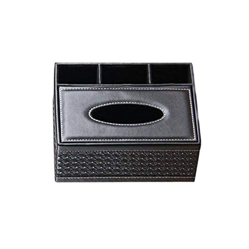 QQSGBD Creative Square Household Leather Multi-purpose Tissue Box Paper Tray Napkin Box Living Room Remote Control Storage Box tissue box (Color : Black)