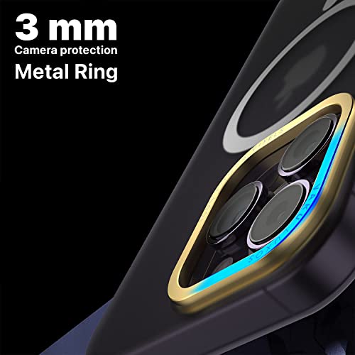 Image of eller sante SAN MagPro Frosted for iPhone 14 Pro Case Cover, 6 Feet Drop Protection, Shockproof, Scratch Resistant, Slim, Thin, Compatible with iPhone 14 Pro MagSafe Back Cover - Black & Gold