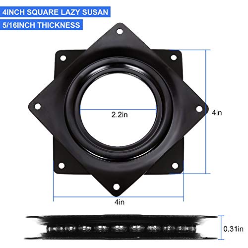 Akolafe 12Pack Black Lazy Susan Turntable Bearings 4”Square Rotating Plate 300Lbs Capacity 5/16”Thick Swivel Plate For Diy Lazy Susan Project Storage Organizer Rack Cake Decorating Sculpture Displays #TOP1