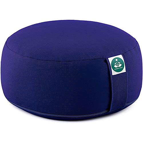 Present Mind Coussin de Méditation Rond - Coussin Yoga Haut - Coussin Méditation 100% Naturel - Zafu - Fabriqué dans l’UE - Housse Lavable - Couleur : Comblum - Hauteur : 16 cm