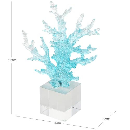 Escultura Decorativa de Vidrio Coral Azul 8 x 4 x 11 in miniatura 5