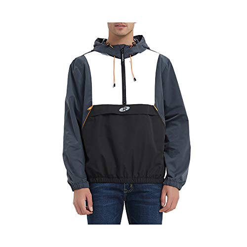 Rokka&Rolla Men's Hooded Pullover Windbreaker Anorak Jacket #TOP22