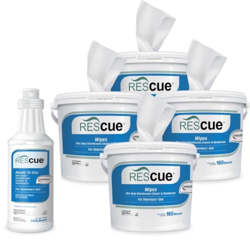 REScue Bucket Wipes 4 Pack & RTU 32oz Disinfectant – Disinfectant Cleaner for Vet Use, Designed to Clean Kennels, Litter Boxes & More image 5